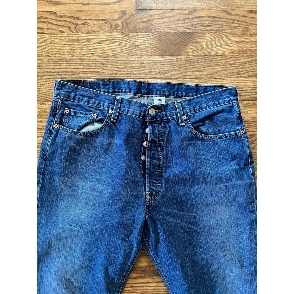 Levis 501 Original Fit Mens Blue Denim Straight Leg Button Fly Jeans 36x34